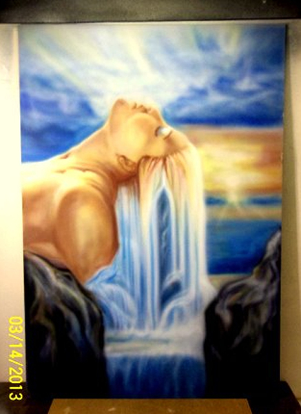 airbrushed woman in stream