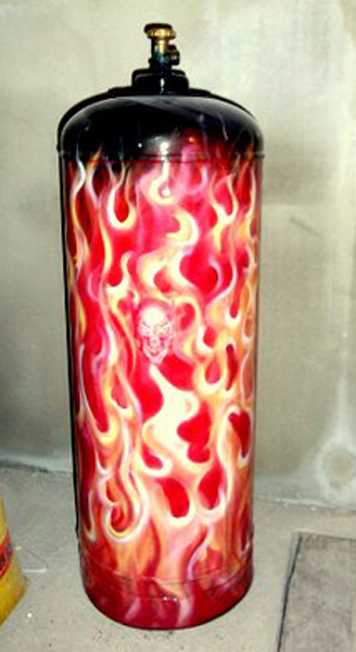 airbrushed flames & skulls air tank