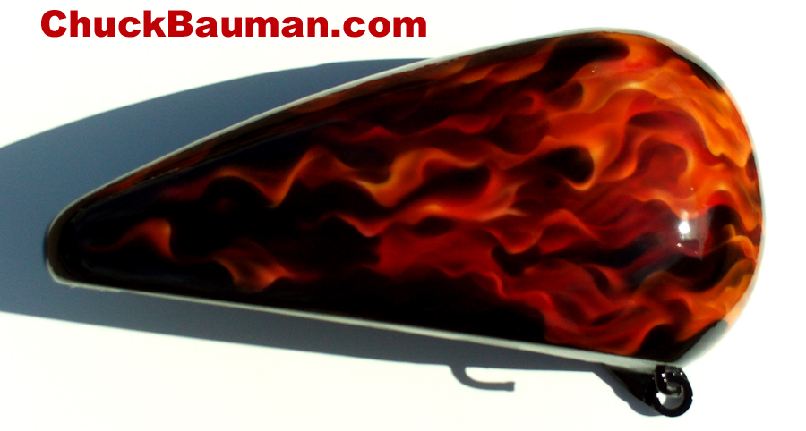 Airbrushed Custom Painted Realistic Flames Motorcycle Gas Tank