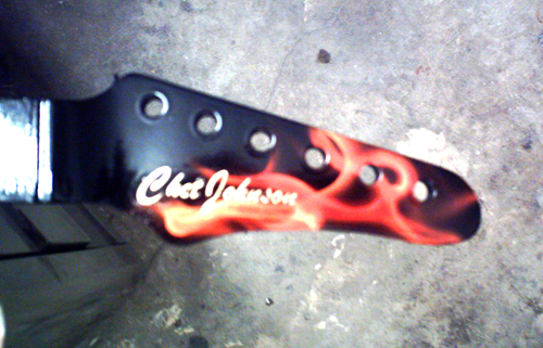 realistic flames airbrushed guitar photo 3