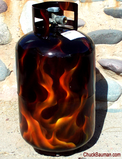 Realistic Flames Airbrushed Propane Tank